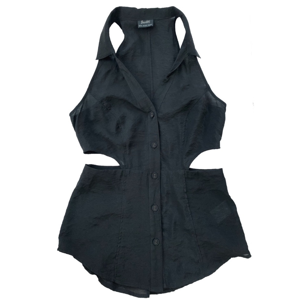 Bardot Black Haltered Button Up Cutout Blouse XS